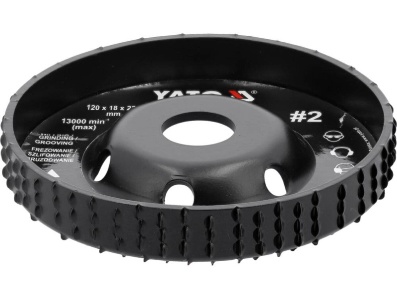 Диск-фреза випуклий до КШМ YATO по дереву, шпаклівці, гіпсу; Ø=120/22.2 мм, t= 18 мм шорстк № 2 [10]