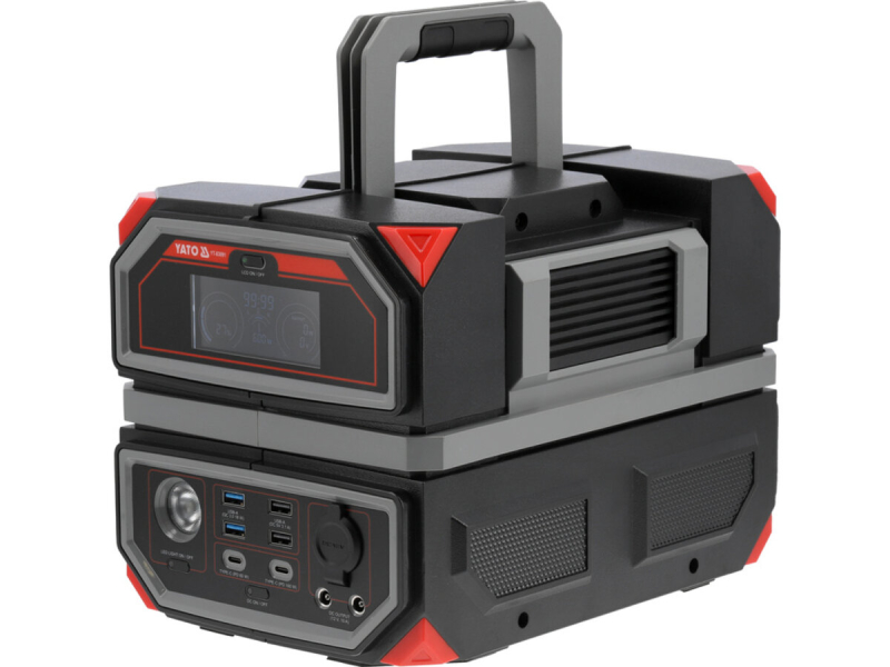 Портативна станція YATO 504 ВтГод, вихід 600/1200Вт, порти: 230V AC, різні USB