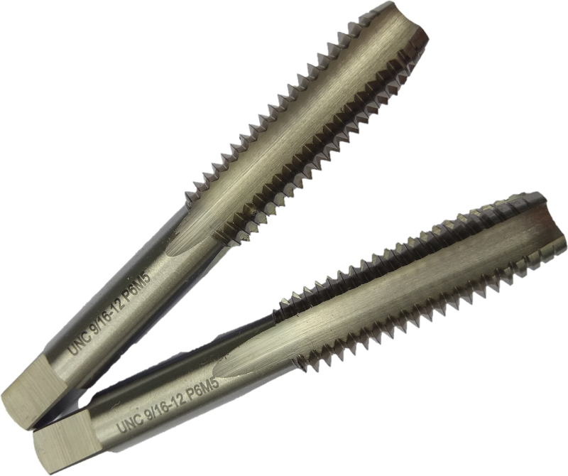 Метчик дюймовый UNC 9/16" 12 нитей Р6М5 шлифованный комплект из 2-х штук TORNERI