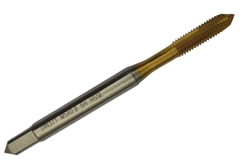 Метчик машинно-ручной М 5х0.8 Р6М5К5 (HSS-E) 6H DIN371 TiN утолщенный хв. для сквозных отверстий PREMIO