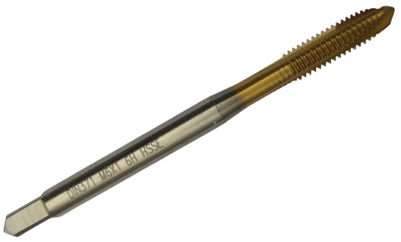 Метчик машинно-ручной М 6х1 Р6М5К5 (HSS-E) 6H DIN371 TiN утолщенный хв. для сквозных отверстий PREMIO