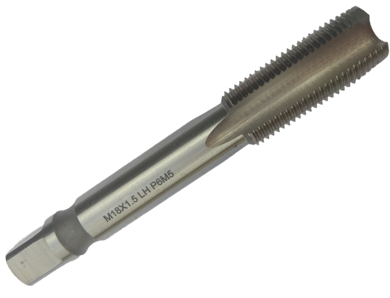 Метчик машинно-ручной М18х1.5 левый для сквозных отверстий шлифованный Китай (LH)