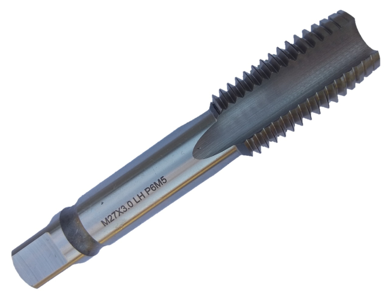 Метчик машинно-ручной М27х3 левый для сквозных отверстий Р6М5 шлифованный OTTIMO (LH)