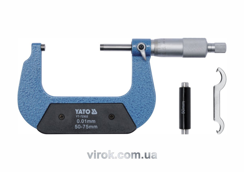Мікрометр YATO з точністю 0.01 мм в діапазоні 50 - 75 мм