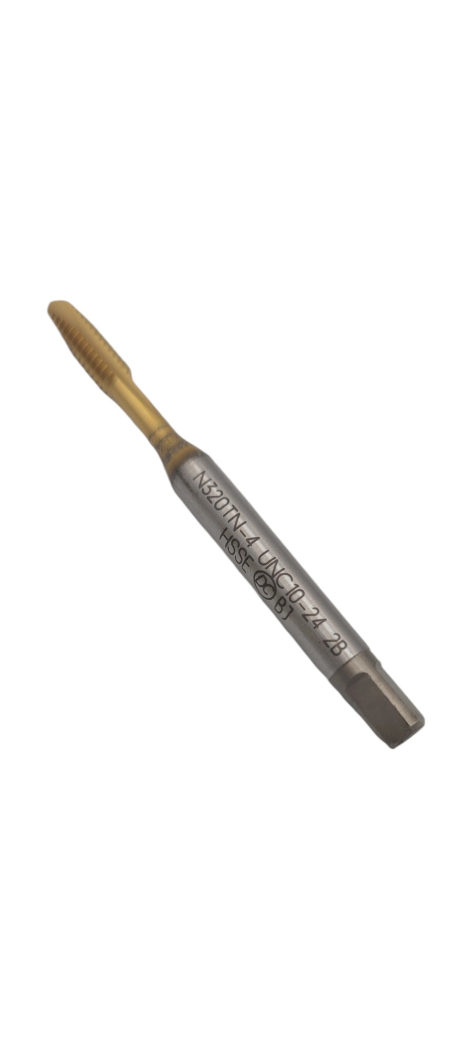 Мітчик дюймовий UNC №10 24 ниток Р6М5К5 (HSS-E) для наскрізних отворів N320TN-4 з покриттям TiN 196005 DC Swiss