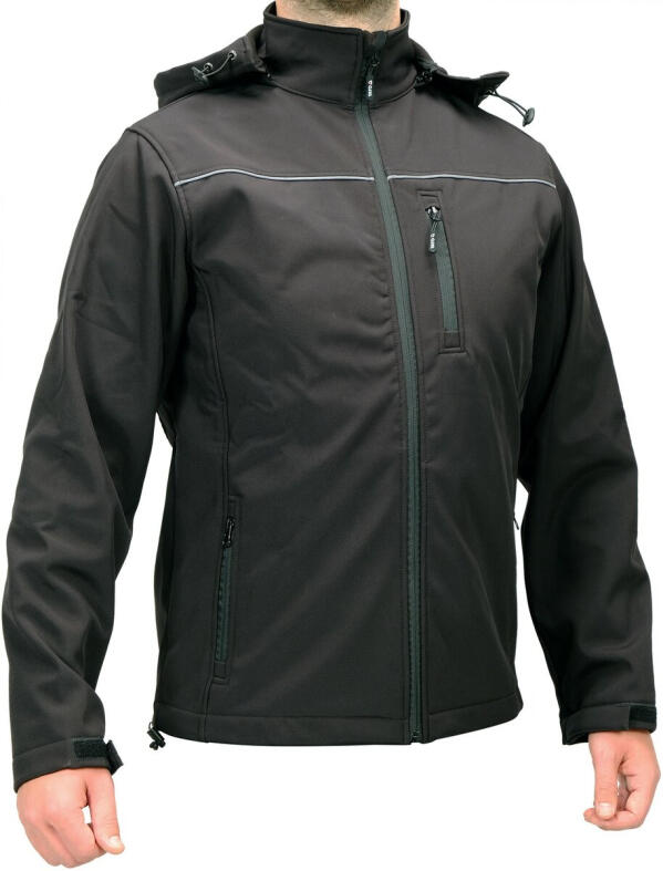 Куртка рабочая SOFTSHELL с прикреплённым капюшоном YATO разм S, черный, 3 кармана, 96% полиэст и 4% спандекс (YT-79550)