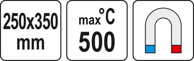 Підстилка для паяння YATO з жаростійкого силікону до 500°С, 350х250х2 мм, магн стрічка 345х47мм