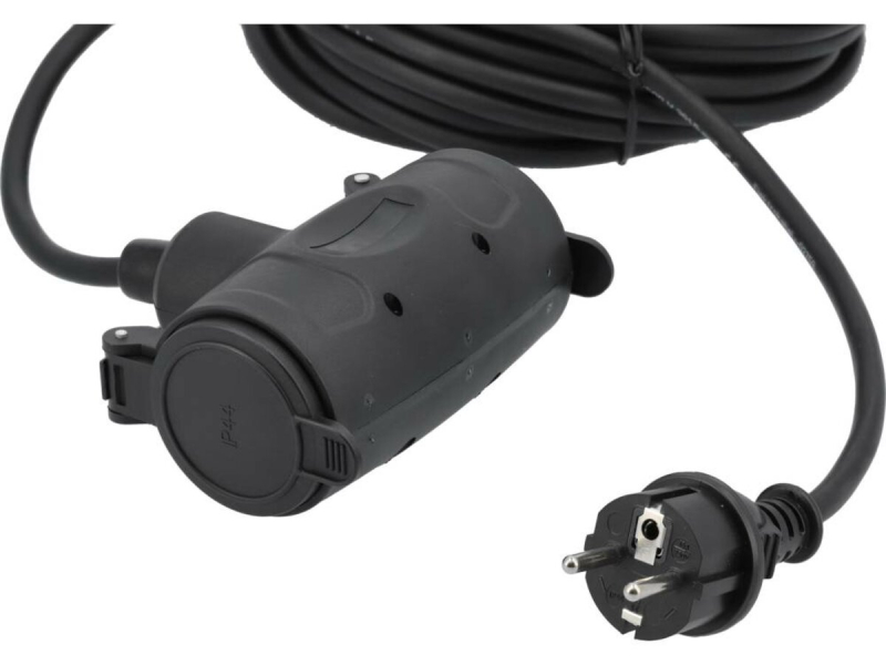 Кабель-подовжувач для будів. робіт мереж 230В YATO, 2 гнізда l= 25м. струм- 16А, 3-жильний S=1,5 мм²