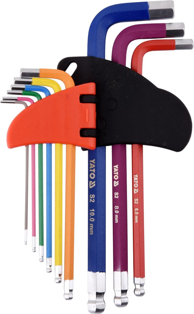 Ключі шестигранні з кулькою YATO : М1.5-10 мм, Г-подібні, HRC 58-62, S2