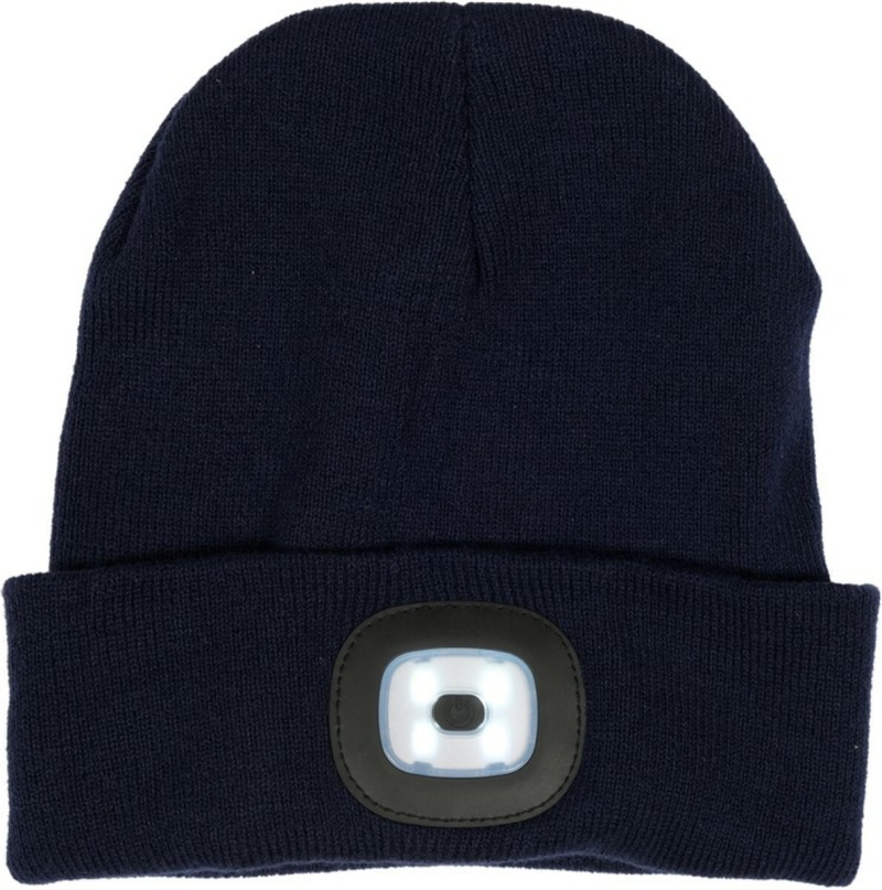 Шапка зимова темно-синя VOREL з акумуляторним- 3,7 В ліхтарем 120 Lm [10/80] DW