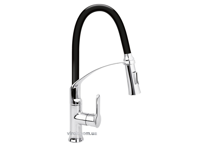 Змішувач води FALA "FLEXIBLE-2" для раковини з гнучкою чорною лійкою, регулюв. потоку води, l=60 см