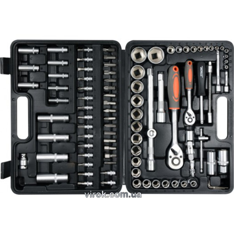 Набір головок торцевих, насадок STHOR : квадрат 1/2", 1/4" з інструментами [94 Од.] [3/96]