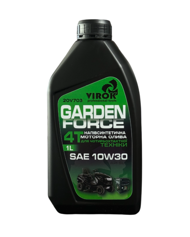 Масло моторное VIROK 10W-30 4T SAE GARDEN FORCE полусинтетическое 1 л