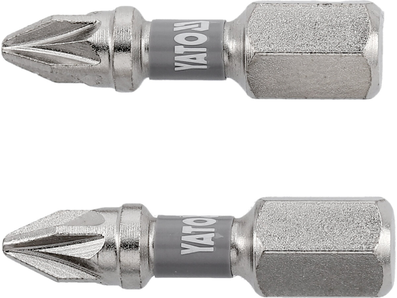 Насадка викруткова YATO PZ1 х 25мм. HEX 1/4", покрита нікелем, 2шт.[10]