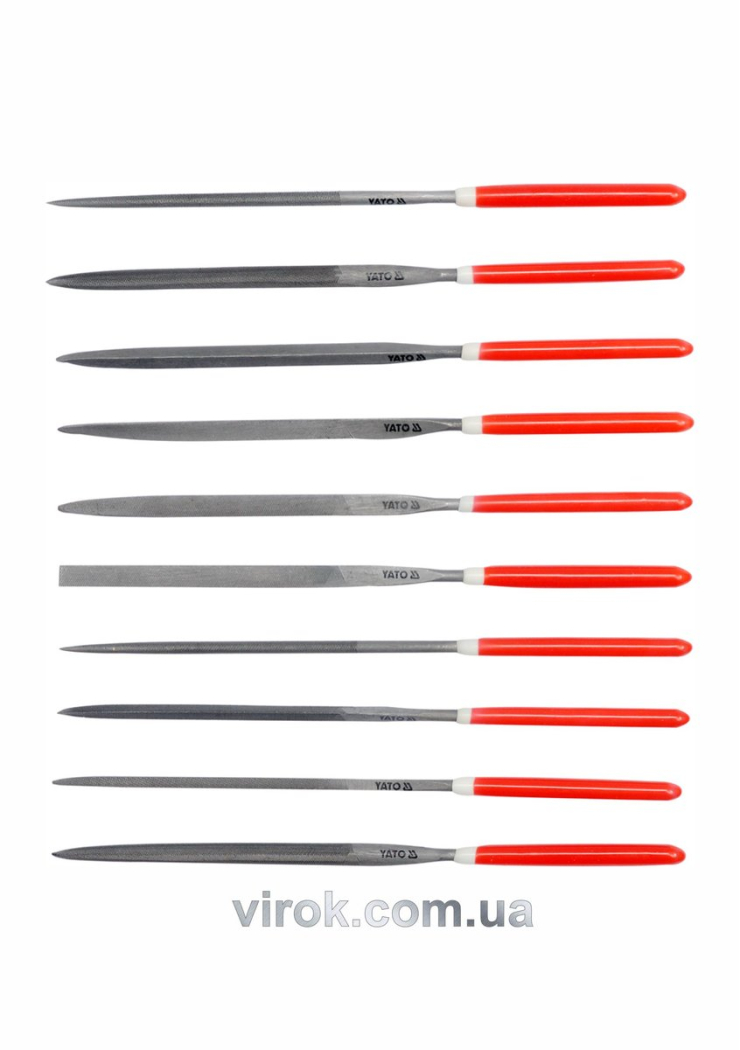 Надфілі YATO : L= 160/75 мм, b= 4 мм. Набір 10 шт. [25/100]