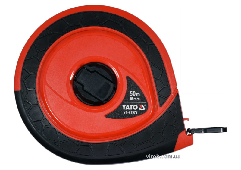 Рулетка вимірювальна скловолоконна YATO: L= 50 м, b= 15 мм, ручне змотування, закритий корпус