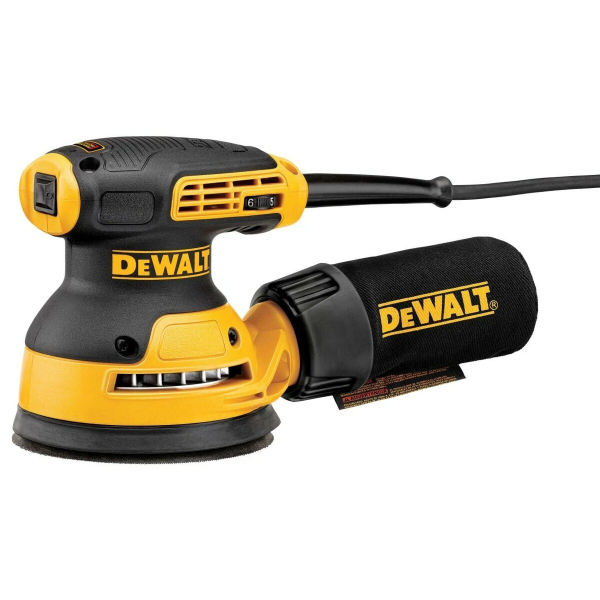 Шлифмашина эксцентриковая сетевая DeWalt: P= 280 Вт, 12000 об/мин, стопа Ø=125 мм