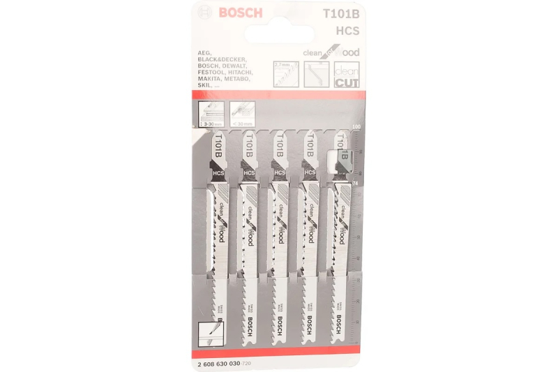 Полотно пильное для лобзика Bosch по дереву Т101В из 5 шт.