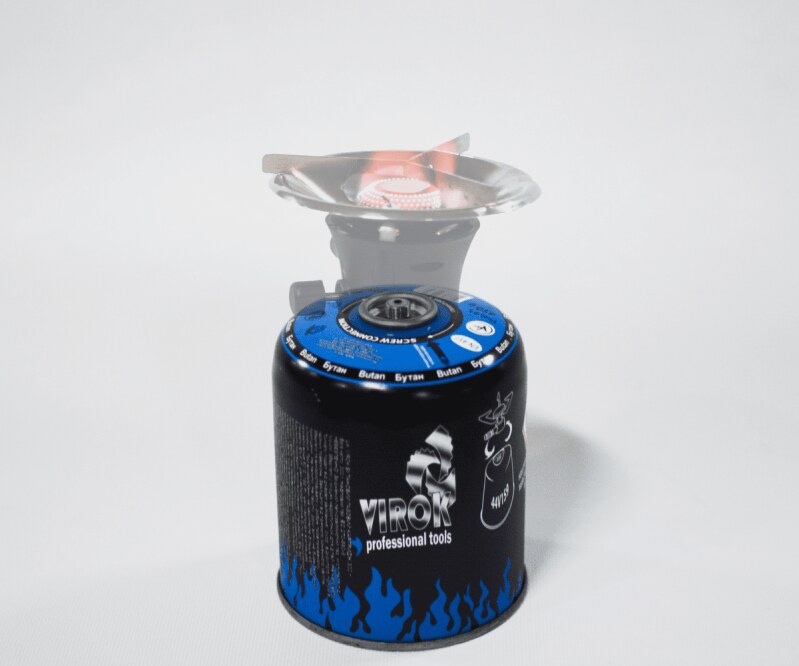Баллон газовый 1-разовый VIROK с резьбой (7/16) 300g/600ml. для плит/кемпинга (EN417) (44V158)