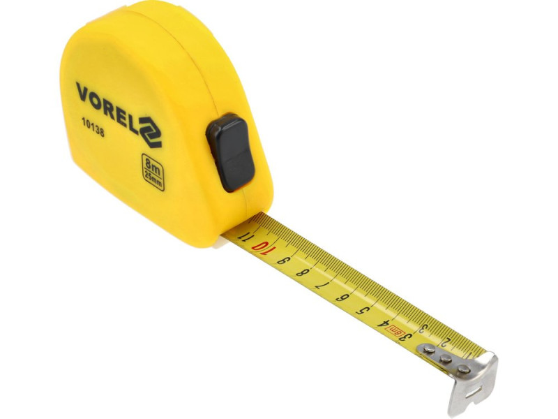 Рулетка вимірювальна VOREL 10138, 8 м × 25 мм, SOFT