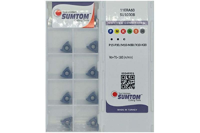 Твердосплавная пластина резьбовая 11ER A60 SU1030B для наружной резьбы SUMTOM