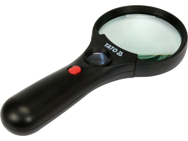 Лупа ручна в ABS-пластиковій оправі, 2 лінзи 3х/45х кратні, 192х 82х 28мм з підсвітленням