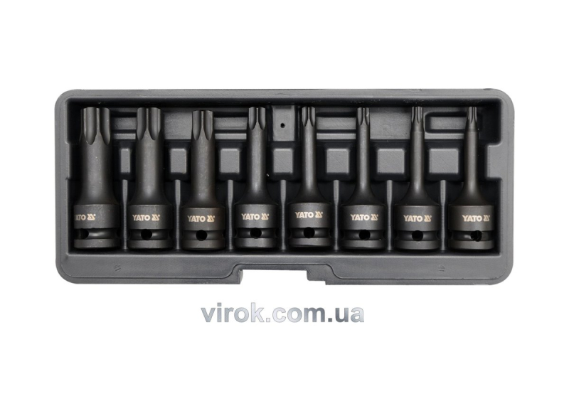 Набір насадок викруткових ударних YATO : TORX T30-T80. квадрат 1/2". 8 Од. [15]