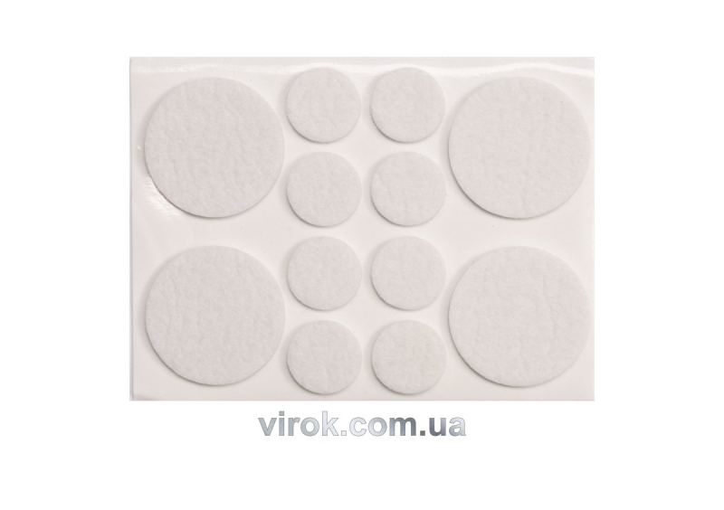 Протектор самоклеючий повстяний VOREL, Ø=20,38мм, набір 12шт. [60/720]