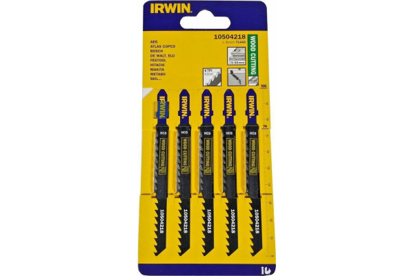Холст для лобзика по дереву IRWIN Т144D 6TPI 100 мм 5 шт. Т-хвостовик