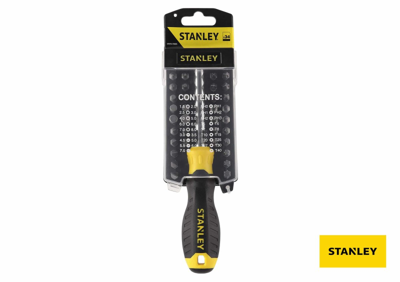 Викрутка тримач насадок HEX 1/4" STANLEY з насадками : компл. 34 шт.