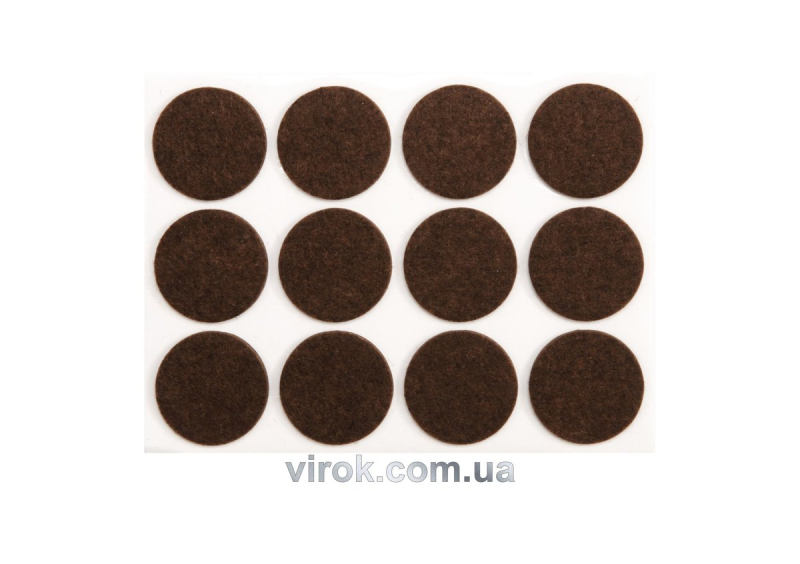 Протектор самоклеючий повстяний VOREL, Ø=28мм/12шт. (коричневі) [60/720]