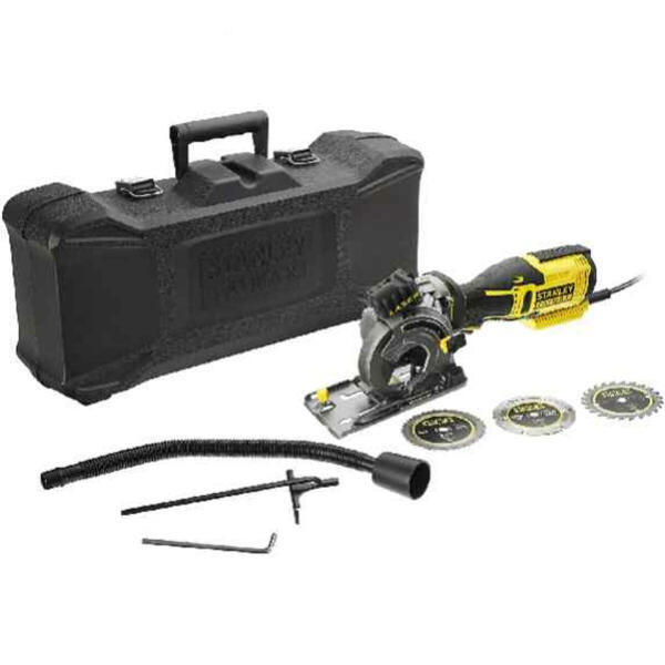 Пила дисковая мини мультифункциональная FATMAX 650 Вт, лазер, 3 диска (дерево. ламинат, кирпич) + кейс (FME380K-QS)