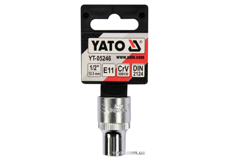Головка торцева YATO : TORX E11, квадрат 1/2", CrV, DIN 2124 [Блістер] [6/180]