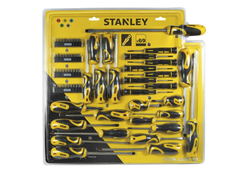 (DW) Набір викруток і насадок STANLEY : Cr-V, 69 елем.
