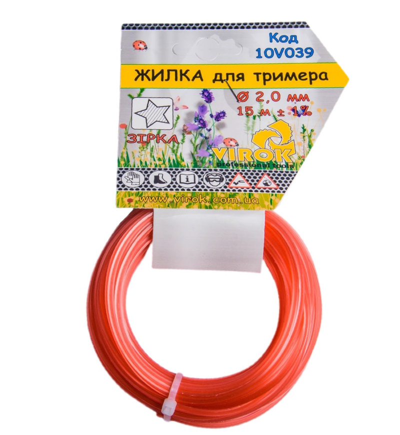 Жилка для тримера "ЗІРКА" TM VIROK : Ø= 2.0 мм, l= 15 м