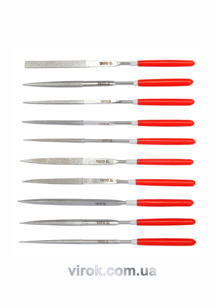 Надфіль алмазний YATO, l= 140/50 мм, b= 3 мм,-Набір-. 10 шт. [12/120]