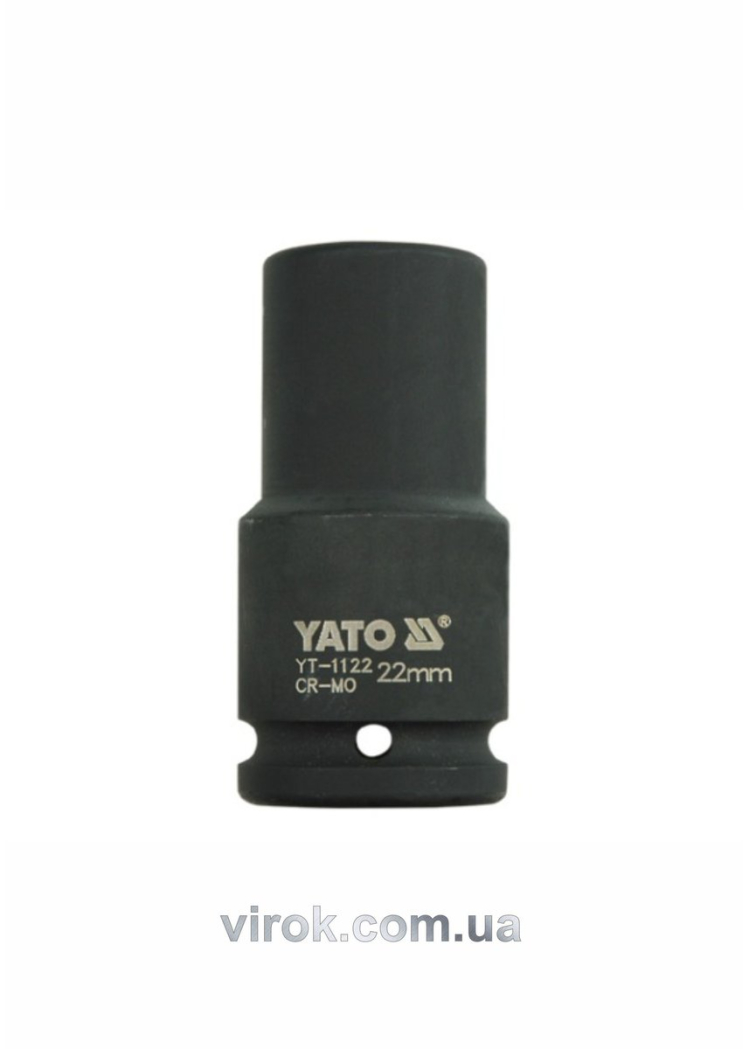 Головка торцева ударна 6-гранна YATO : подовжена, квадрат 3/4", М= 22 мм, L= 90 мм [9/36]