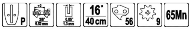 Шина для пили YATO l= 16"/ 40 см (56 ланок)Кількість зубів-9. для ланцюгів YT-84953, YT-84960