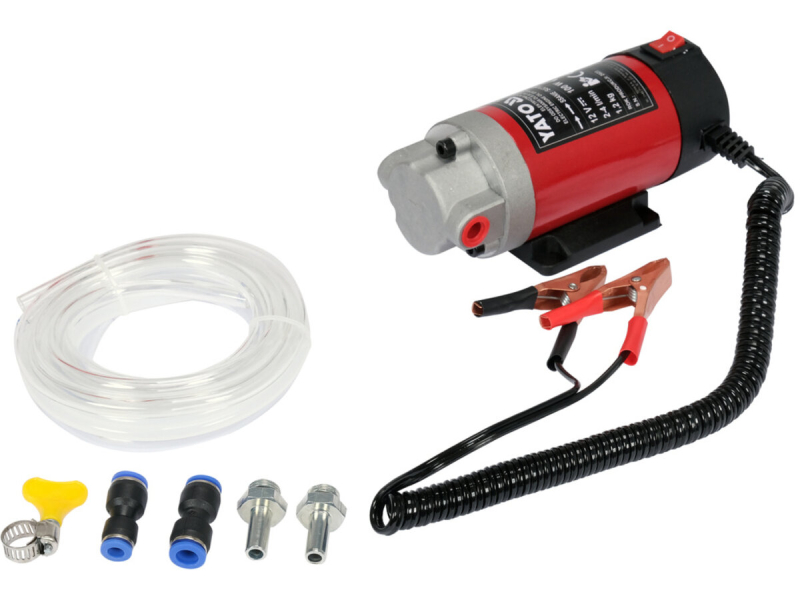 Помпа для викачки оливи з двигуна електрична YATO від акумулят 12В, 100Вт, 2-4 л/хв зі шлангом і нак