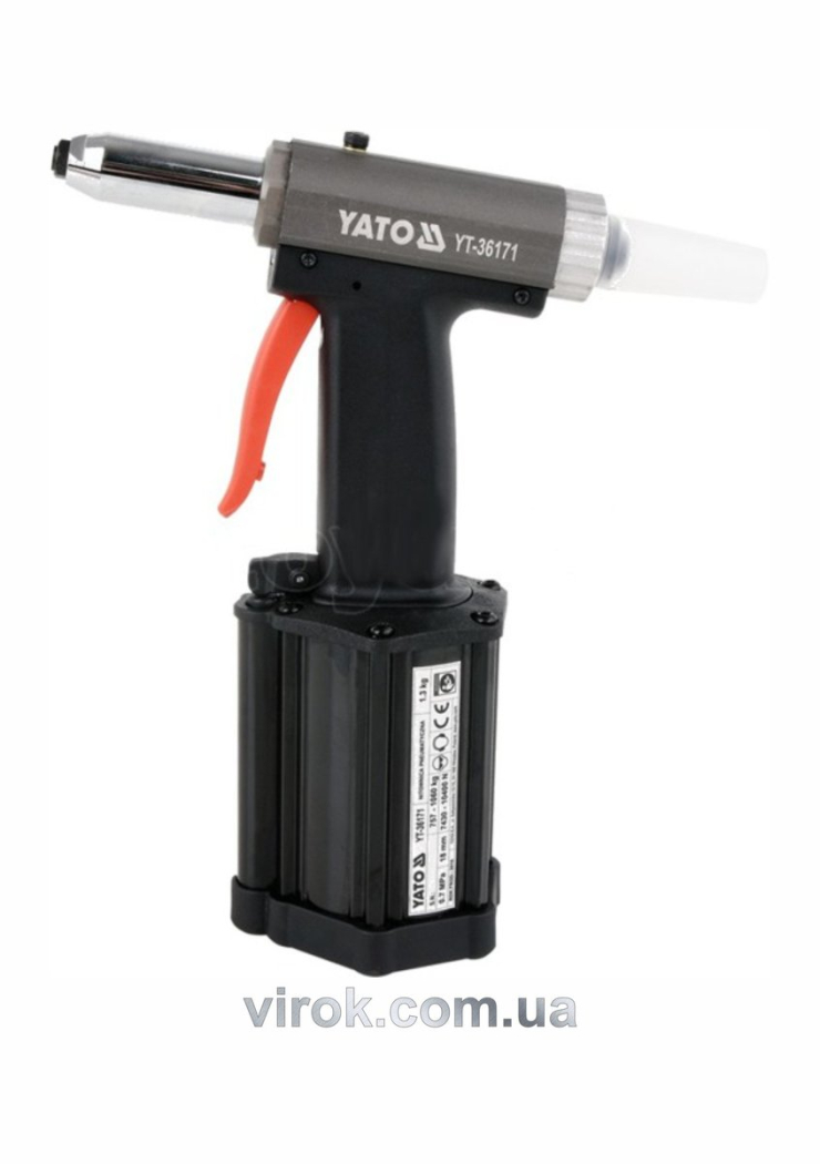 Пневмозаклепочник YATO для нітів Ø= 2,4; 3,2; 4,0; 4,8; 5,0 мм, 54 л/хв