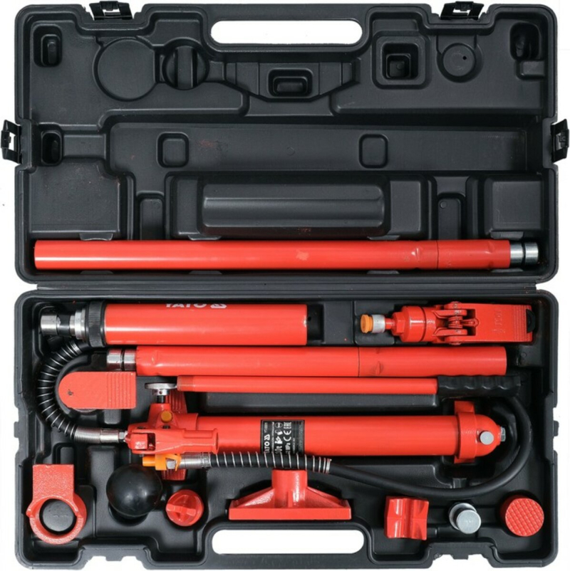 Стійка розпірна гідравлічна в наборі YATO 10 т, хід штока- 135 мм, діапазон приводу- 355-495 мм