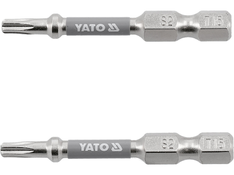 Насадка викруткова YATO TORX T15 х 50 мм. HEX 1/4", покрита нікелем, 2 шт.[10]