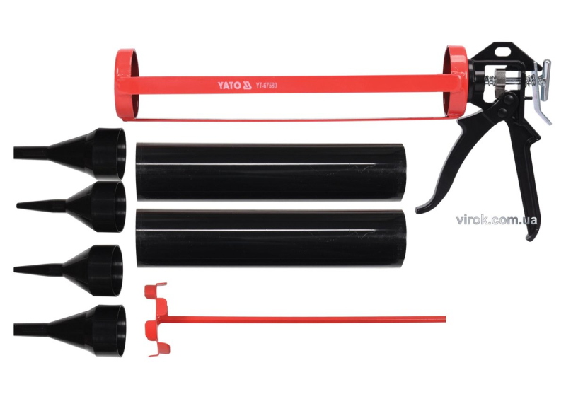 Пістолет скелетний для затирання швів YATO : L= 330 мм, Ø= 60 мм, зі змінними насадками