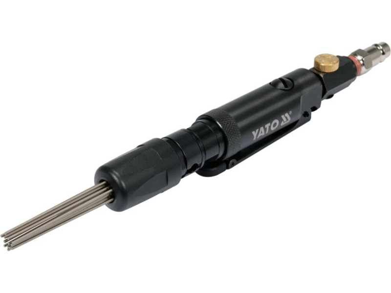 Молоток пневматичний з голковим долотом YATO: спож. повітря- 48 л/хв, тиск- 6.3 Bar, 13 голок