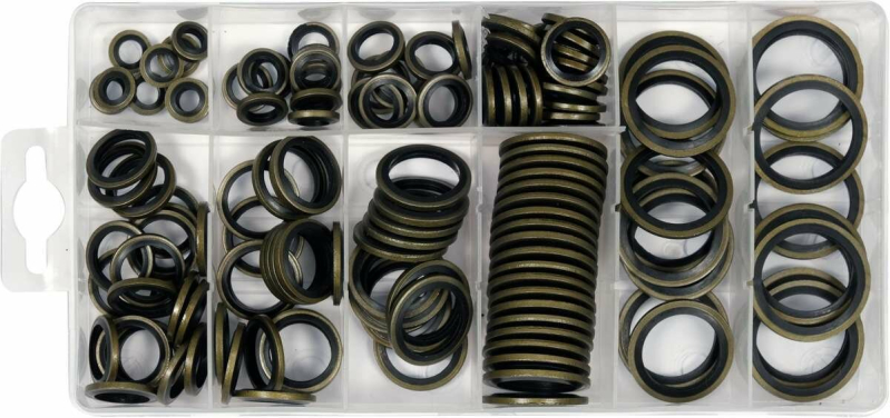 Шайби сталево-гумові YATO: Ø= 6- 24 мм, 150 шт [24]