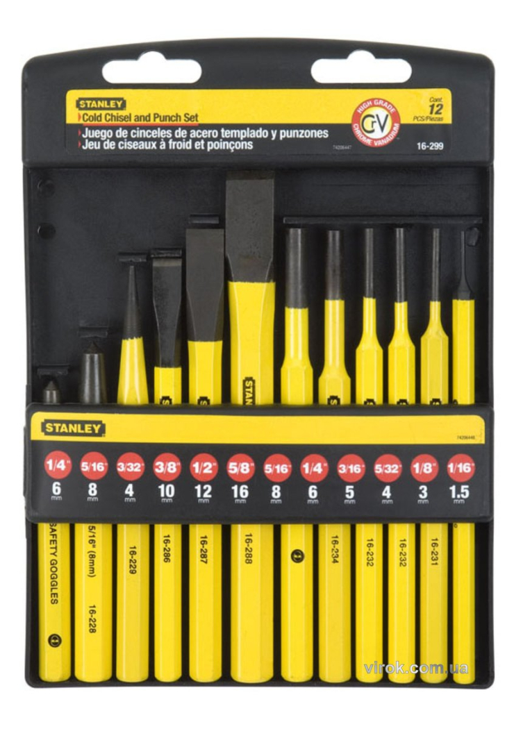 Набір Зубила і пробійники слюсарні STANLEY. 12 шт.