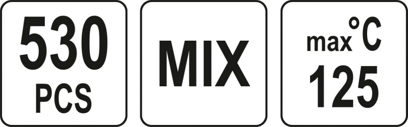 Кембрики термоусадні до t=125°C YATO : різних розмірів, 530 шт