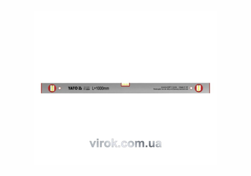 Рівень алюмінієвий YATO : L= 100 см, 3 капсули