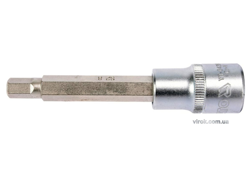 Головка торцева YATO квадрат 1/2 HEX M8, L= 100 мм. подовжена [20/120]