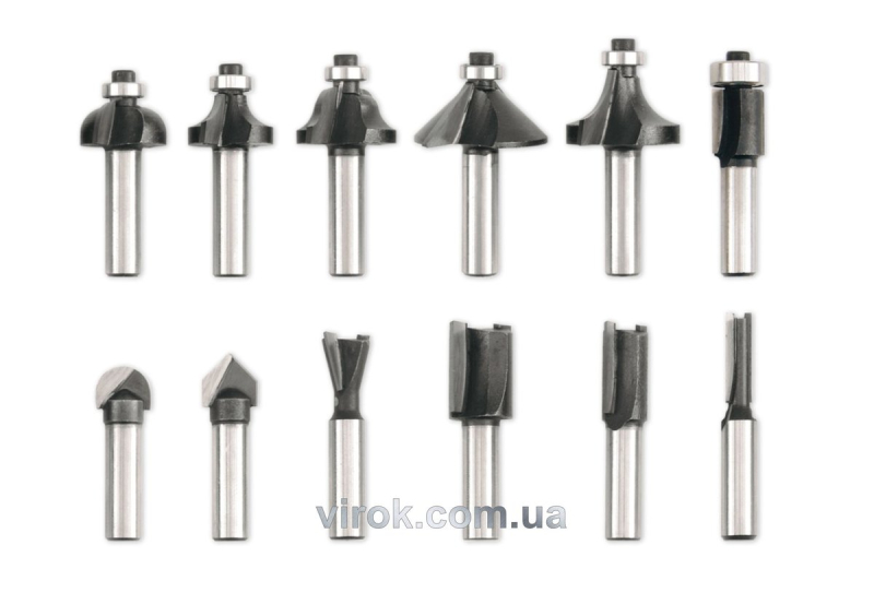 Набір фрез по дереву VOREL, Ø=8 мм, 12шт.